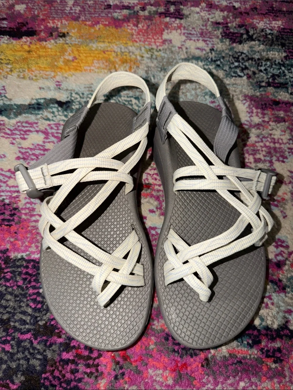 Chaco Women’s Strappy Sandals in Gray and Cream